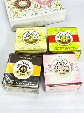 NEW Roger & Gallet Paris Gift Set [4] Perfumed Soap Bars 100g/ 3.5oz Scented Box